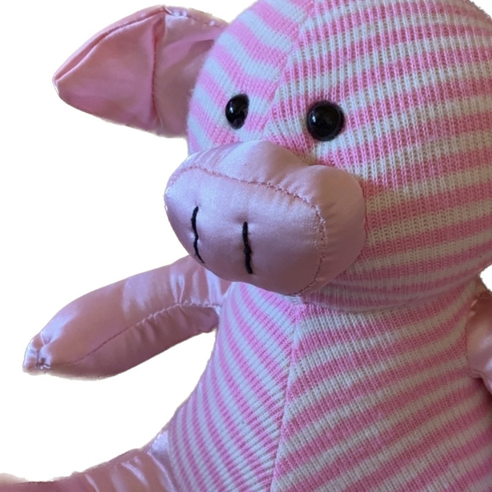 Adorable Pink Stripe Pig Plush 13"